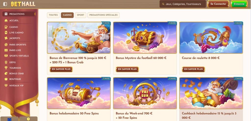 BetHall Casino bonus
