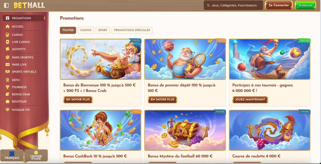 BetHall Casino promotions